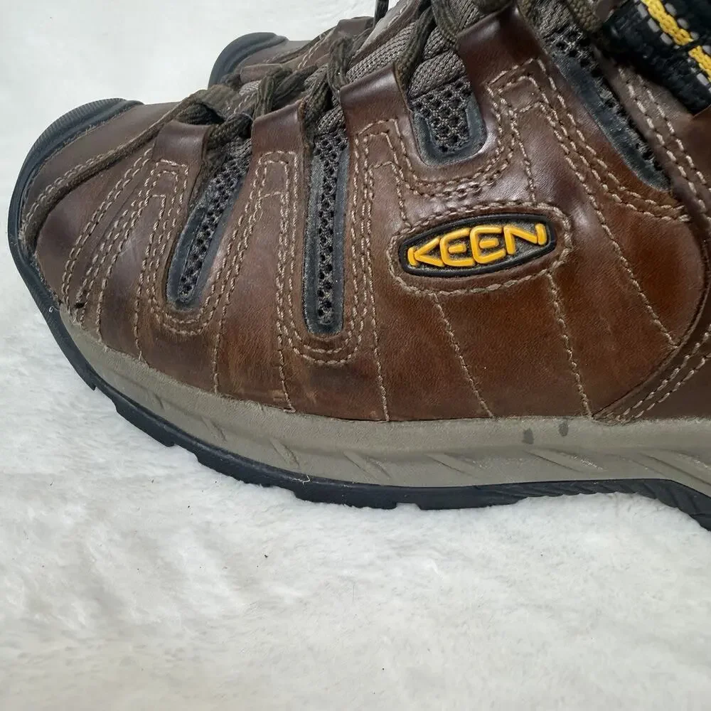 KEEN Flint Utility Work Shoes Men’s 9D Brown Leather Soft Toe ASTM F2892 EH